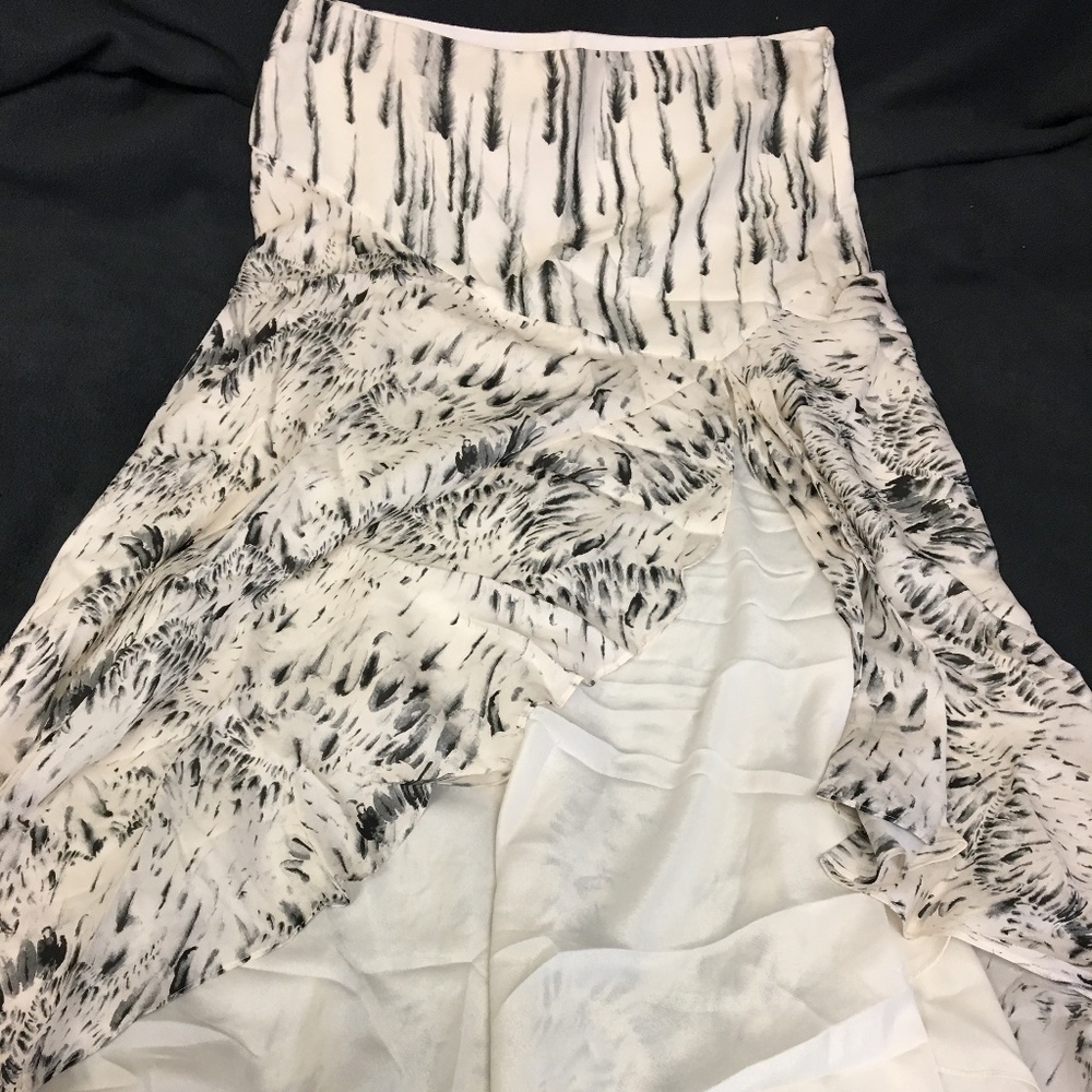 Haute Hippie Floral Feather Bouquet Long Skirt NWT